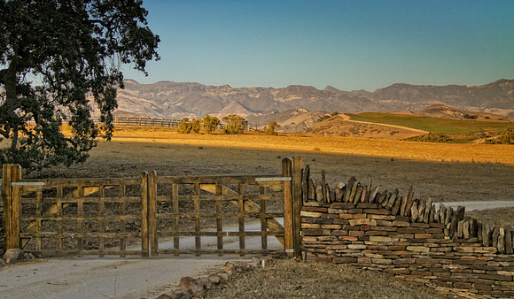 wood and stone gate