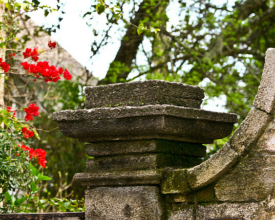 pillar with bougainvillea